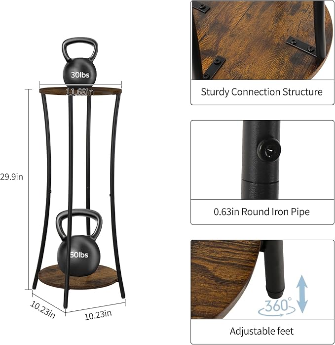 YINMIT Plant Stand Indoor,2 Tier Round Potted Holder Rack,Flower Pot Stand Shelf,Round Supports Rack,Corner Plant Shelf for Balcony Garden Patio Living Room,Brown YINMIT