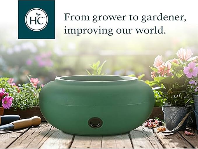 The HC Companies RZ.GH210DF1C001LRDJH 21 Inch Diameter Lightweight Garden Hose Storage Pot for 75-100 Ft Hoses, Pairs w/Terrazzo Series Pots, Green, Grassy Green TheHCCompanies