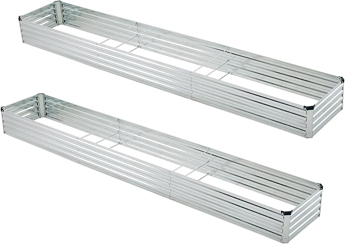 12x2x1ft(2 Pack) Galvanized Raised Garden Bed,Outdoor Planter Box Metal Patio Kit Planting Bed for Vegetables Flowers Herb,Silver Foxlang