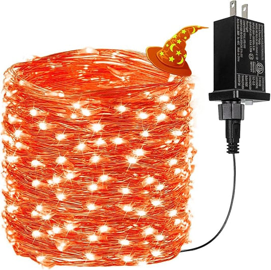 66Ft 200 LED Halloween Fairy Lights Plug in, 8 Modes String Lights with Timer for Outdoor & Indoor, Waterproof Twinkle Lights for Bedroom Garden Party Carnival Supplies Halloween Decorations (Orange) BHCLIGHT