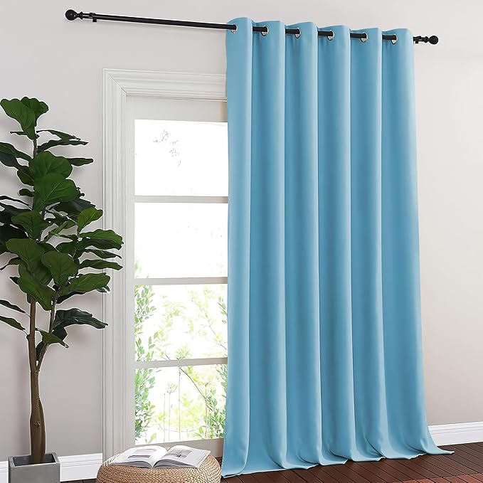 NICETOWN Blackout Room Divider Curtains for Sliding Glass Doors 102 Inches Long 1 Panel, Extra Wide Curtains for Doorway Patio Bedroom Living Room (Teal Blue, 80Wx102L, 1 Panel) NICETOWN