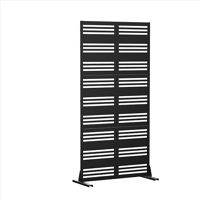 Casaphoria Metal Privacy Screen Outdoor, 72" H x 35" W Freestanding Decorative Privacy Screen for Patio Deck Balcony Garden with Stable Base, Harold Black Casaphoria