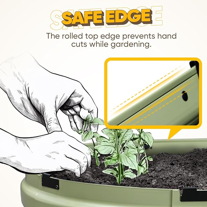 KING BIRD Raised Garden Bed Kit 2025 Upgraded Quick-Setup Galvanized Planter Garden Box Outdoor for Gardening, Vegetables, Flowers, 74x36x12 in, Olive Green KINGBIRD