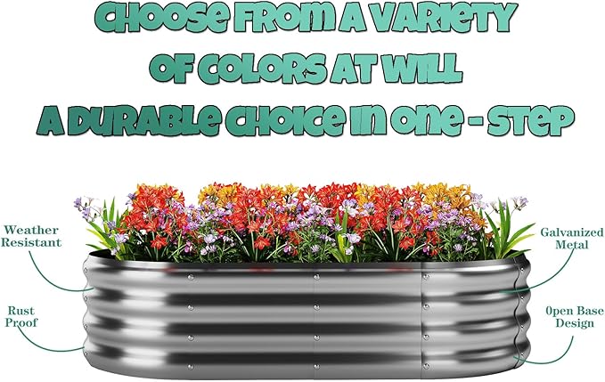 Galvanized Metal Planter Round Raised Garden Bed Kit for Gardening Outdoor，3x3x1ft 2 Grow Garden Box Raised Flower Bed，Round Galvanized Planter Outdoor Large Metal Fire Pit Ring ZFHgarden