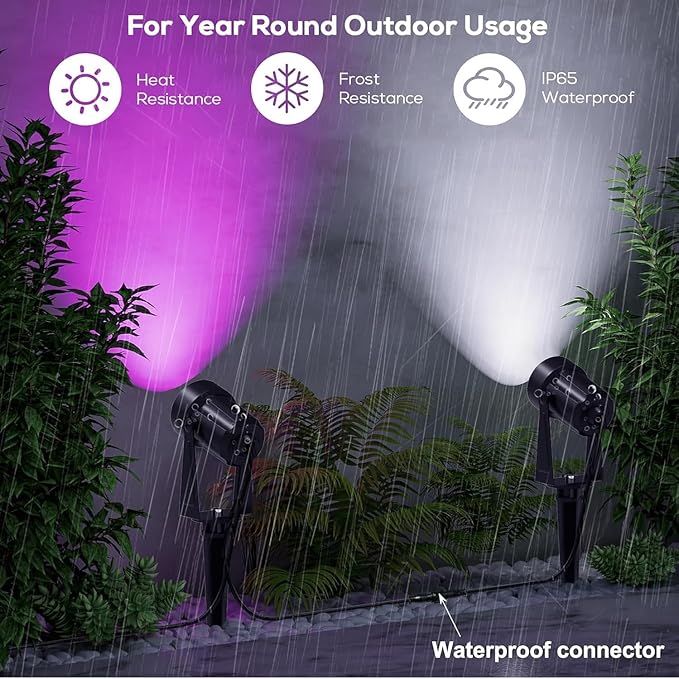 SUNTHIN Outdoor Landscape Lighting with Remote, RGBW Color Changing Spot Uplights, 8 Pack SUNTHIN
