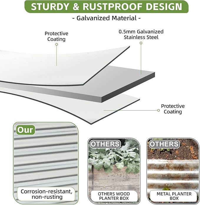 8x2x2ft Raised Garden Bed - Galvanized Deep Root Planter Boxes Outdoor with Wing Nuts and Safety Edges for Gardening Vegetables, Flowers, Herbs, Succulents - Silver GoCampDirect