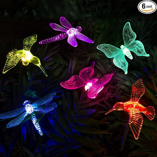 GIGALUMI Solar Garden Lights, 6 Pack Solar Butterfly Lights Decoration, Outdoor Garden Decoration Color Changing LED, Outdoor Decorative for Pathway, Lawn, Patio, Driveway GIGALUMI