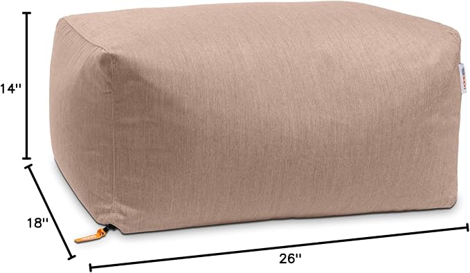 Jaxx Leon Outdoor Bean Bag Ottoman Bench, Premium Sunbrella, Petal Jaxx