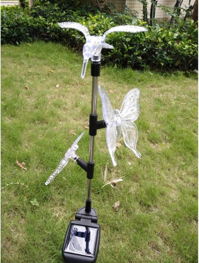 Solar Garden Stake Lights Hummingbird Butterfly and Dragonfly Multi-Color Changing Decorative Landscape Light for Garden Patio Lawn Yard Decorations OSALADI