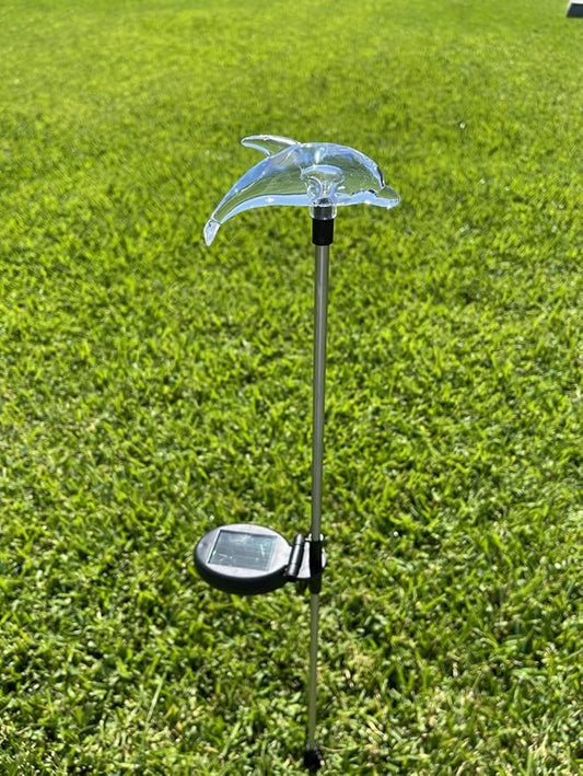 Solar Garden Stake Lights with Color Changing LED or Regular White LED Landscape Path Lights (Set of 2) (Dolphin) Ntertainment+House