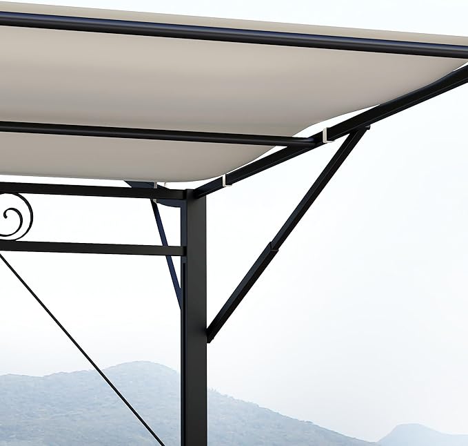 Outsunny 10' x 8' Outdoor Pergola and Patio Gazebo, Extendable Side Awning, Sun Shade Shelter for Garden, Camper, Deck, Doors and Windows, Cream White Outsunny