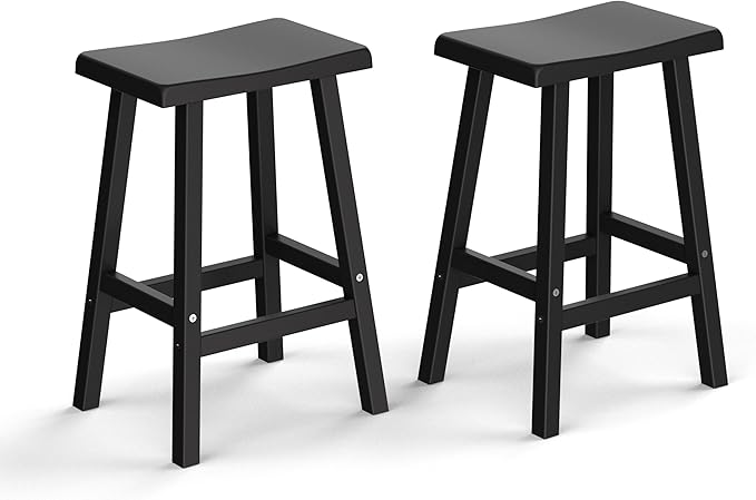 Bar Stools Set of 2, Waterproof UV-Resistant,Durable Resin Kitchen Island Chairs for Indoor & Outdoor Use, Modern Design for Home,Bar,and Cafe (24“) OutdoorLivingPerfected