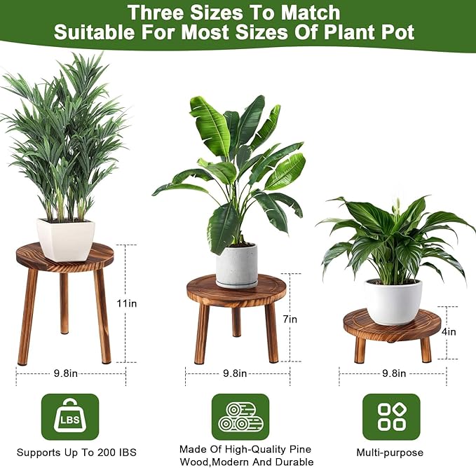 Plant Stand Indoor,3 Pcs Corner Plant Stand,Plant Shelf,Potting Bench,Suitable for Indoor and Outdoor Scenarios Such as Balcony,Living Room,Office,Small Corner Space and Courtyard. Rootora