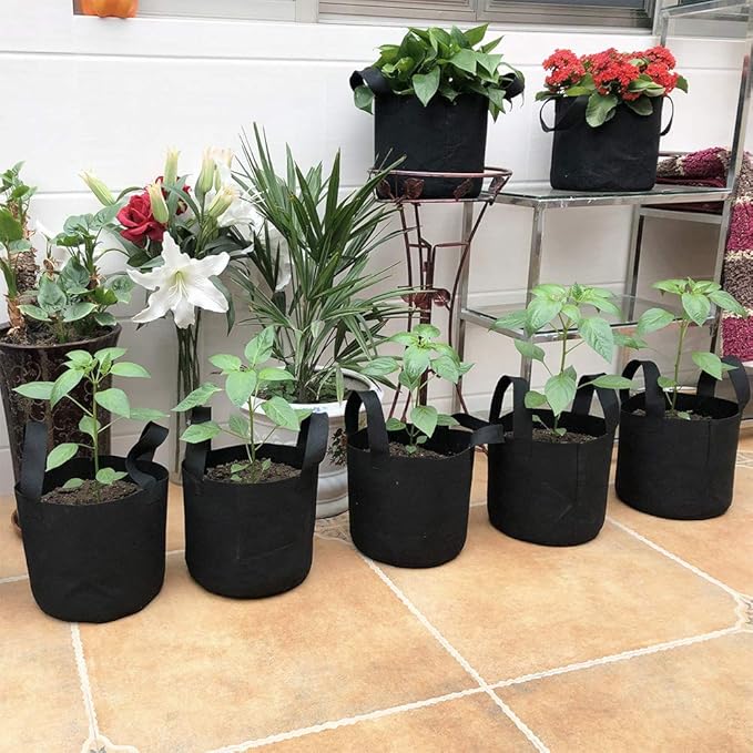 JERIA 12-Pack 20 Gallon Grow Bags, 300G Thickened Nonwoven Garden Pots,Heavy Duty Fabric Pots with Reinforced Handles JERIA