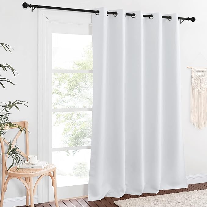 NICETOWN Room Divider Curtain 110 inches Long, Grommet Room Darkening Curtain Thermal Window Treatment Sound Dampening for Sliding Glass Door, Greyish White, W66 x L110, 1 Panel NICETOWN