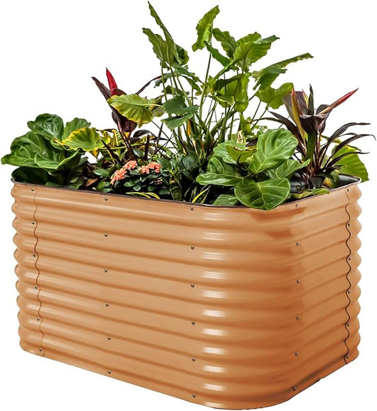32" Extra Tall Raised Garden Bed Kits, 3.5 x 5 x 2.7ft Raised Planter Box Outdoor, 2 x 6.5 x 2.7ft Deep Root 6 in 1 Modular Metal Raised Beds for Gardening Vegetables Flowers Fruits - Terra Cotta VegoGarden