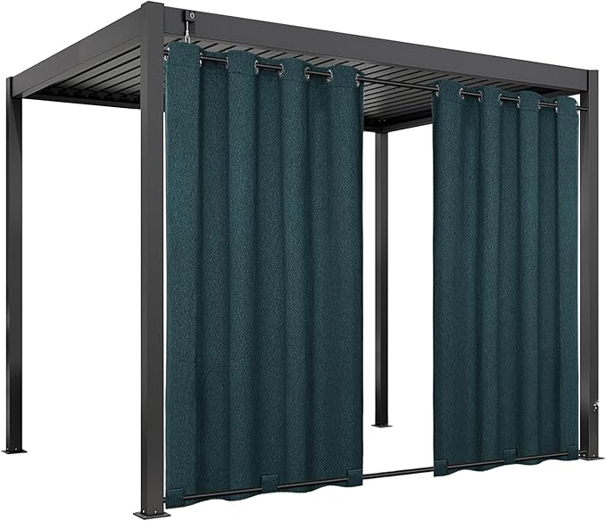 Easy-Going Linen Look Outdoor Curtains Waterproof Windproof Porch Curtains, Soft Thicken Outdoor Privacy Curtains for Patio, Gazebo, Grommet Top and Tab Bottom Drape, 1 Panel, 54x84 inch, Teal Easy-Going