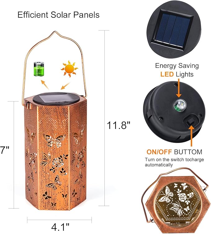 Butterfly Solar Lights Outdoor -Mothers Day Gifts for Mom Grandma, Birthday Gifts for Women, Butterflies Solar Lanterns Outdoor Waterproof Garden Decoration for Outside Eandisom