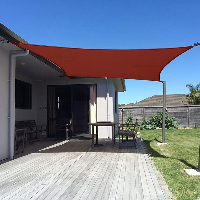 SUNNY GUARD Custom Size 12'x25' Rectangle Terra Red UV Block Sunshade for Backyard Yard Deck Patio Garden Outdoor Activities and Facility(Customized) SUNNYGUARD
