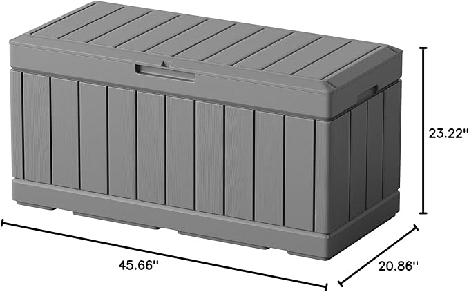 Greesum Outdoor Storage Box 82 Gallon Storage Bin with Lid for Patio Furniture, Garden Tools, Pool Supplies, Waterproof and UV Resistant, Lockable, Gray BuynowfromGreesum