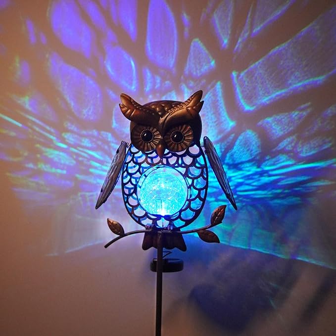 HONGLAND Solar Lights Outdoor Decor Waterproof, Solar Owl Garden Decorative Stake, Whimsical Gardening Gifts for Women Mom, Owl Outdoor Lights for Yard Patio Lawn Decor HONGLAND