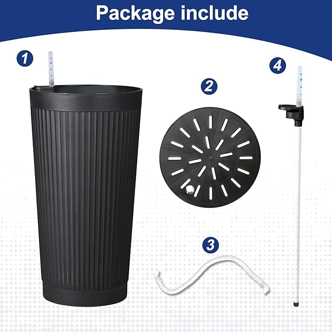 FENCY 2Pack 24IN Self Watering Planter for Indoor Plants, Plastic Large Planter for Outdoor Plants, Water Level Indicator& Spacious Reservoir Flower Planter Decorative(Black) FENCY