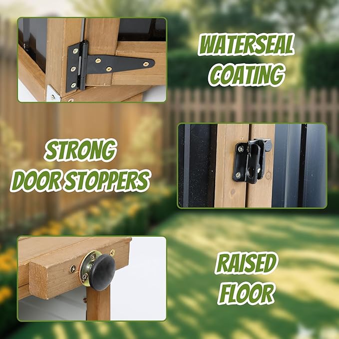 Outdoor Storage Cabinet with Shelf, Wood & Metal Storage Shed with Waterproof Roof & Lockable Doors,Tall Outdoor Cabinets for Patio Backyard, Gardening Tools and Accessories, Brown MAGAZOOPET