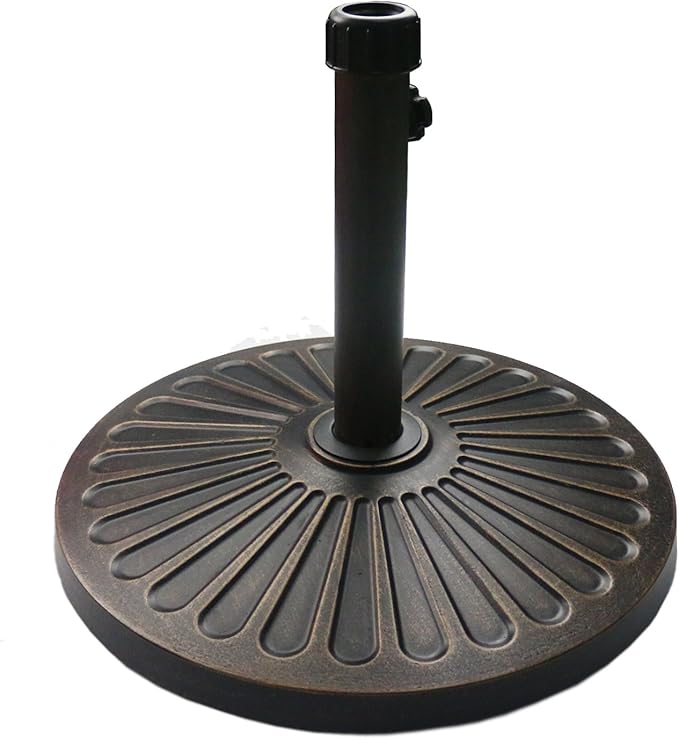 Sunnyglade 18" 30.2-lbs Heavy Duty Round Antiqued Umbrella Base for Patio, Outdoor - Bronze Sunnyglade