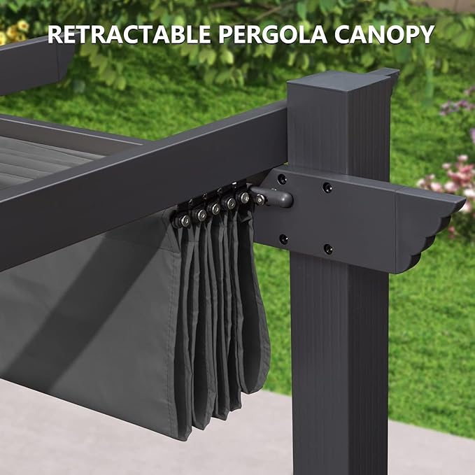 Pergola Shade Cover Replacement Canopy Top Compatible with 10 X 12 ft 6-Bar Pergola Frames - Gray (Canopy Size 116" W x 120" L, Canopy Top Only) Rootora