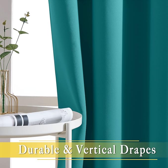 NICETOWN Sliding Glass Door Curtains for Window, Grommet Wide Thermal Curtain Sound Dampening Window Drape for Living Room/Bedroom (Peacock Teal, W80 x L84, 1 Panel) NICETOWN