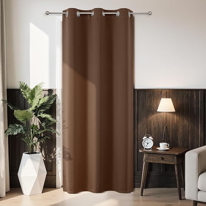 Joydeco Blackout Door Curtain for Doorway Privacy 78 Inches Long, Grommet Closet Curtain for Open Closet, Room Divider for Bedroom Living Room (Brown, 40Wx78L, 1 Panel) JOYDECO