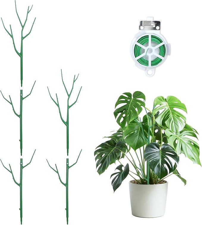 5 Pack Stackable Plant Supports Stakes, Sturdy Garden Trellis for Climbing & Vining Plants, Monstera, Pothos & Philodendron - Reusable Plant Stakes for Indoor & Outdoor Potted Plants Obralitic