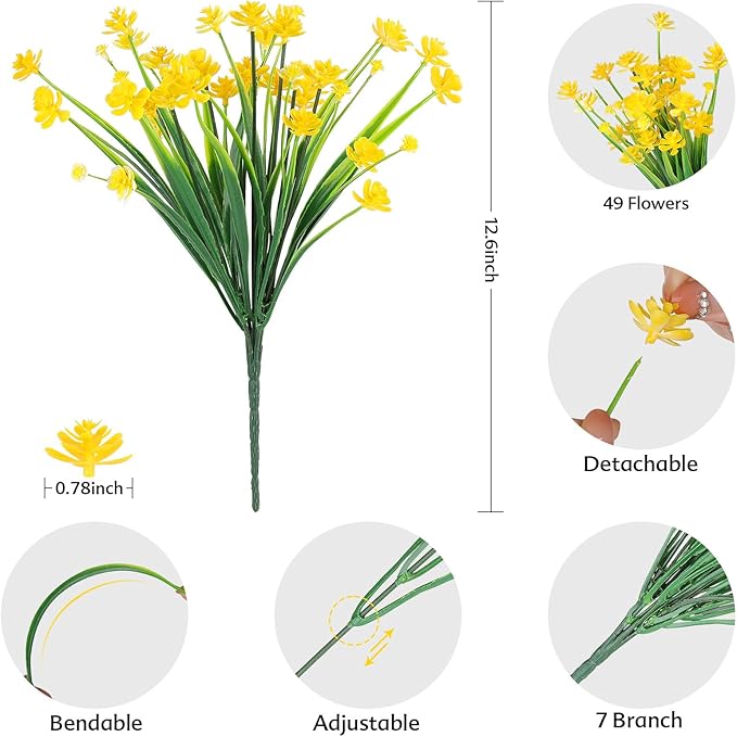 AGIRL 24 Bundles Artificial Flowers for Outdoor,UV Resistant No Fade Fake Plastic Flowers Faux Plants for Hanging Planters Decoration Indoor Outside Garden Porch Window Box Home Wedding Farmhouse AGIRL