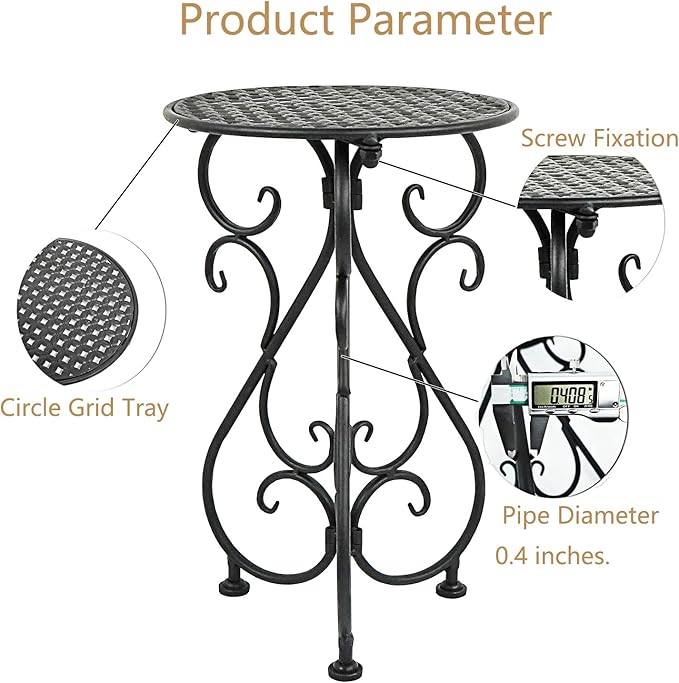 Metal Plant Stand, Heavy Duty Flower Pot Stand 17" Tall, Single Planter Holder for Indoor, Outdoor, Garden, Patio, Porch, Balcony, Home Decor, Black(1 Pack) BuyNow