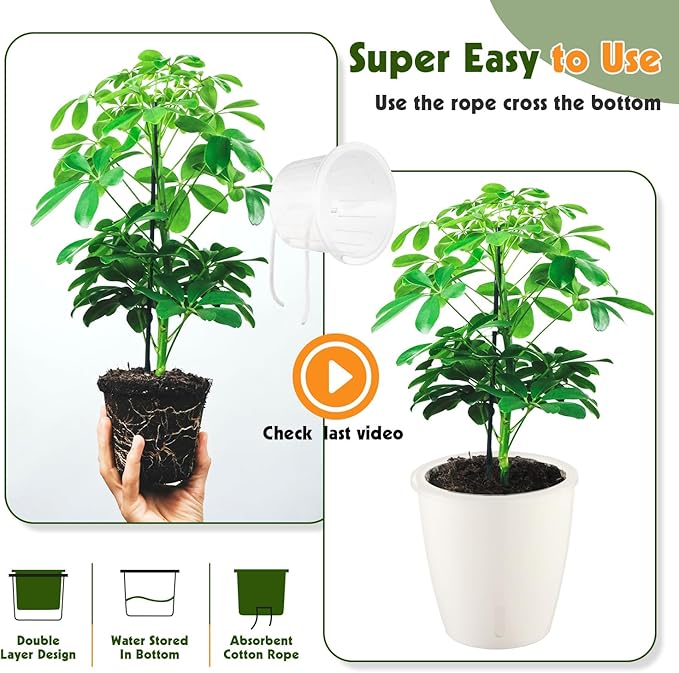 Self-Watering Pots for Indoor Plants, 8-Pack Self Watering Planter with Drainage Holes, Small African Violet Pots with Water Indicator, 5 Packs 5''/3 Pack 6.7'' Orchid Pot, White KvyusFlourish