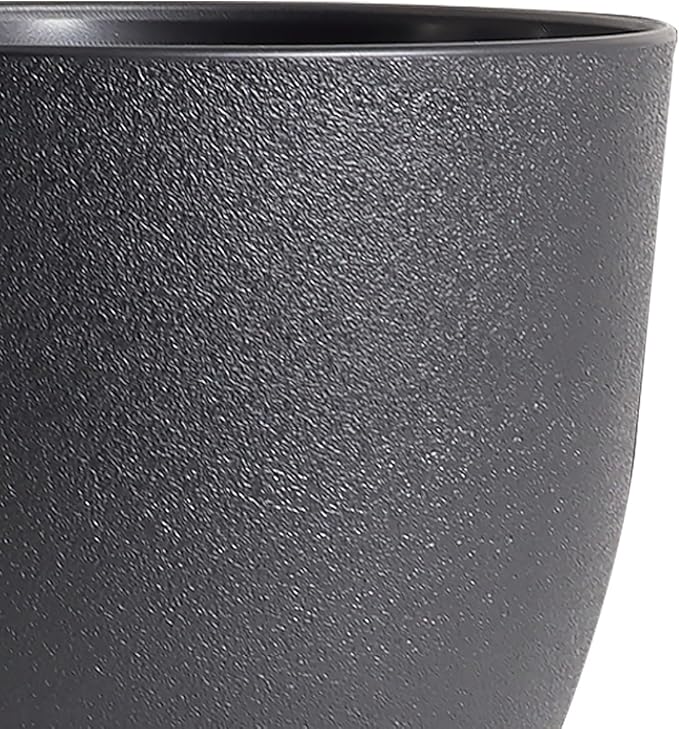 12/10/9 inch Big Flower Pots, 3 Pack Modern Decorative Plastic Planters with Drainage Holes and Tray, Plant Pots for Indoor Outdoor Plants, Black WSMKSZ