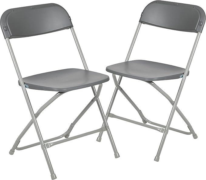 Flash Furniture Hercules Series Plastic Folding Chair - Grey - 2 Pack 650LB Weight Capacity Comfortable Event Chair-Lightweight Folding Chair FlashFurniture