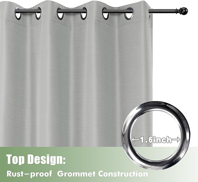 HolidayIdeas Outdoor Curtains for Patio Waterproof, 6 Panels - 54x95 Inches - Weatherproof Privacy Outsides Curtains for Cabana Porch Pergola, Sunlight & UV Blocking (Silver, Grommet Top) HolidayIdeas