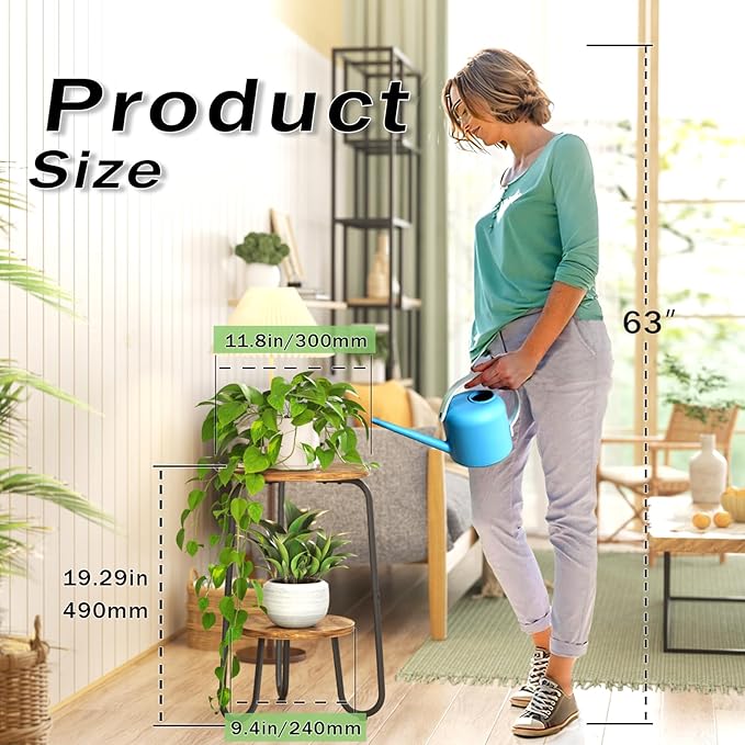 2 Tier Wood Plant Stand Indoor, Small Round Flower Pot Stand, 19.6" Tall Single Plant Holder for Living Room, Balcony, Rustic Brown End Side Table（2 packs） REFGY