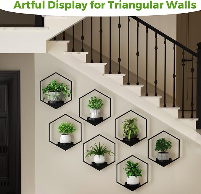 Wall Planters for Indoor Plants 7 Pack, Plant Frames Wall Decor Living Room Plant Stand Hanging Wall Plants Holder to Hold Large Pots Wall Plant Hanger Window Plant Shelves for Outdoor Entryway DEMEGA