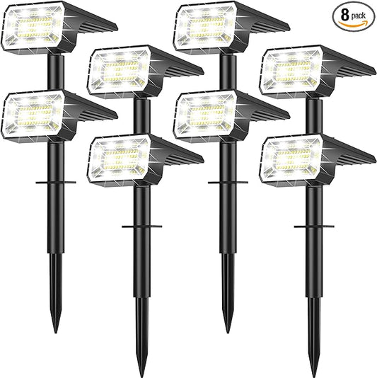 Solar Spot Lights Outdoor Waterproof IP65, [8 Pack/100 LED/4 Modes] 2-in-1 Solar Landscape Spotlights, Auto On/Off High Lumens Spot Lights for Yard Garden Pathway(Cool White) NACINIC