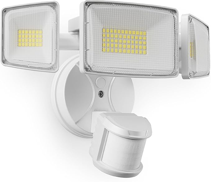 Onforu 100W LED Motion Sensor Outdoor Lights, Dusk to Dawn Flood Light Outdoor Motion Sensor, Hardwired Security Lights Floodlights Outside 11000LM 6500K Daylight IP65 Waterproof (White) Onforu