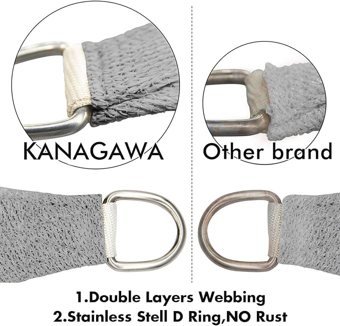 KANAGAWA Sun Shade Sail 7'x13' Gray Rectangle UV Block Canopy Awning Shelter Fabric Cloth Screen for Outdoor Patio Garden Backyard Activities KANAGAWA