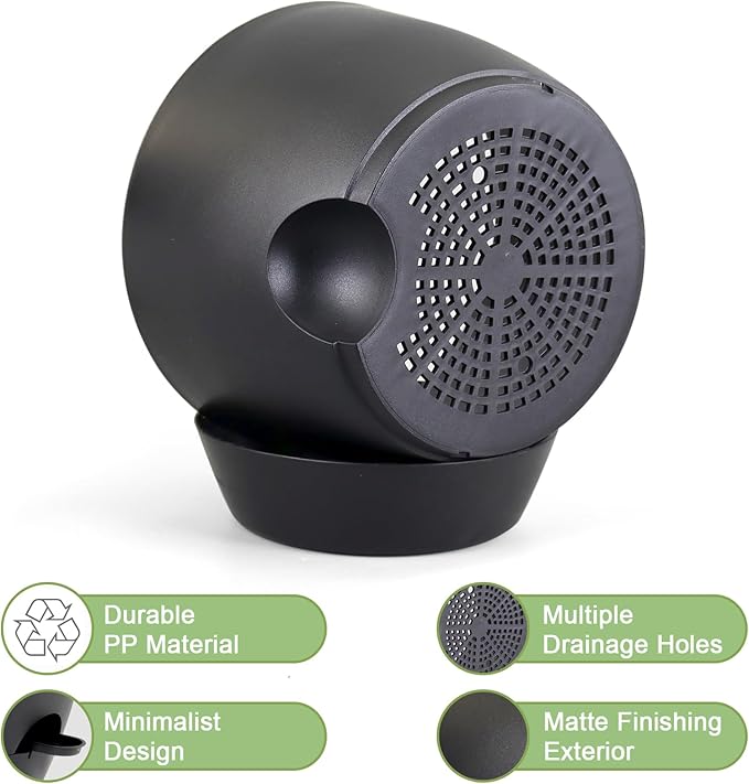 12 inch Large Self Watering Pots, Flower Plant Pots with Multi Mesh Drainage Holes for Indoor Outdoor Garden Plants and Flowers, Plastic Planters with Removable Deep Reservoir, Black WSMKSZ