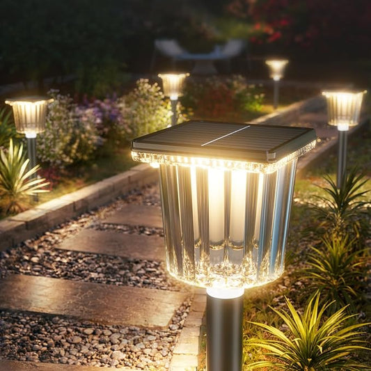 Upgraded Solar Lights Outdoor Waterproof 6 Pack, Adjustable Warm&Cool White, Pathway Lights Solar Powered Garden Decor Landscape Lighting Outside for Front Yard/Patio/Walkway/Driveway/Lawn/Path Light Professionalproductionofsolarlightsoutdoor%EF%BC%9A%EF%BC%89