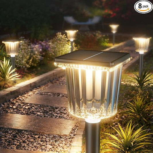Super Bright Solar Pathway Lights Outdoor Powered 8 Pack,Adjustable Warm&Cool White,Waterproof IP65 Solar Garden Decor Landscape Lighting Outside for Front Yard/Patio/Walkway/Driveway/Lawn/Path Light Professionalproductionofsolarlightsoutdoor%EF%BC%9A%EF%BC%89