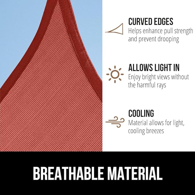 GORILLA GRIP Heavy Duty Sun Shade, UV Protection Fade Tear and Rust Resistant Rectangle Sunshade Canopy, Curved Edges Blocks Sunlight, Breathable Sail, Outdoor Patio, Lawn Garden 10x10 FT Terra GorillaGrip