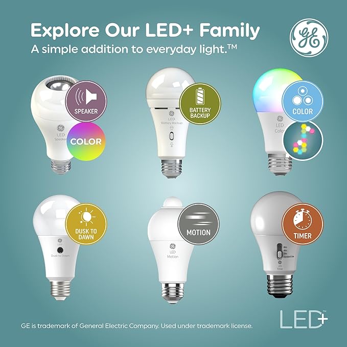 GE LED+ Dusk to Dawn A19 LED Light Bulbs, Automatic On/Off Outdoor Light, Daylight, 8.5W (3 Pack) GELighting