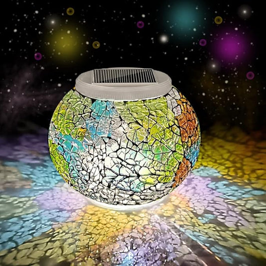 Aukora Color Changing Solar Powered Glass Ball Garden Lights, Solar Lantern Outdoor Table Lights Waterproof Led Night Light for Garden Patio Party Yard Indoor Decora Ideal Gift(Multi-Colored Glass) AUKORA