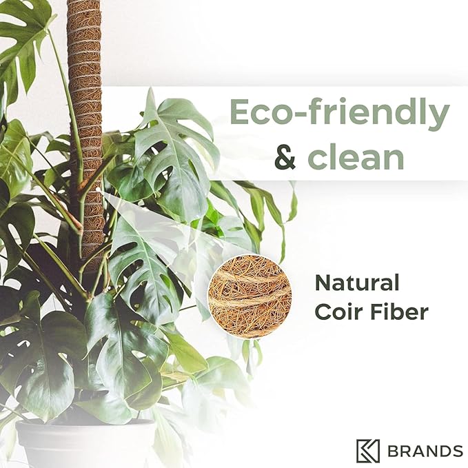 4 Pack 48'' Bendable Moss Pole Monstera Plant Support for Climbing Indoor Plants - Stakes for Potted Climbers - Tall Sticks Indoor Trellis for Houseplants - Accessories for Monstera Pot K-BRANDS